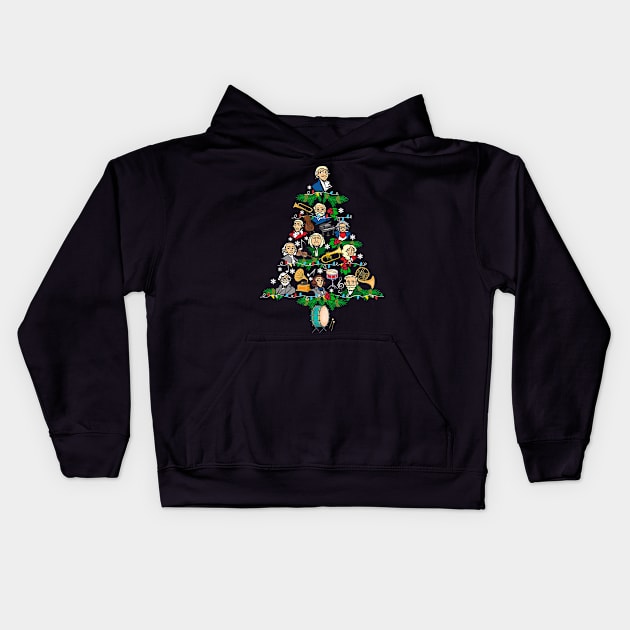 Classical Music Composers Christmas Tree Kids Hoodie by KsuAnn